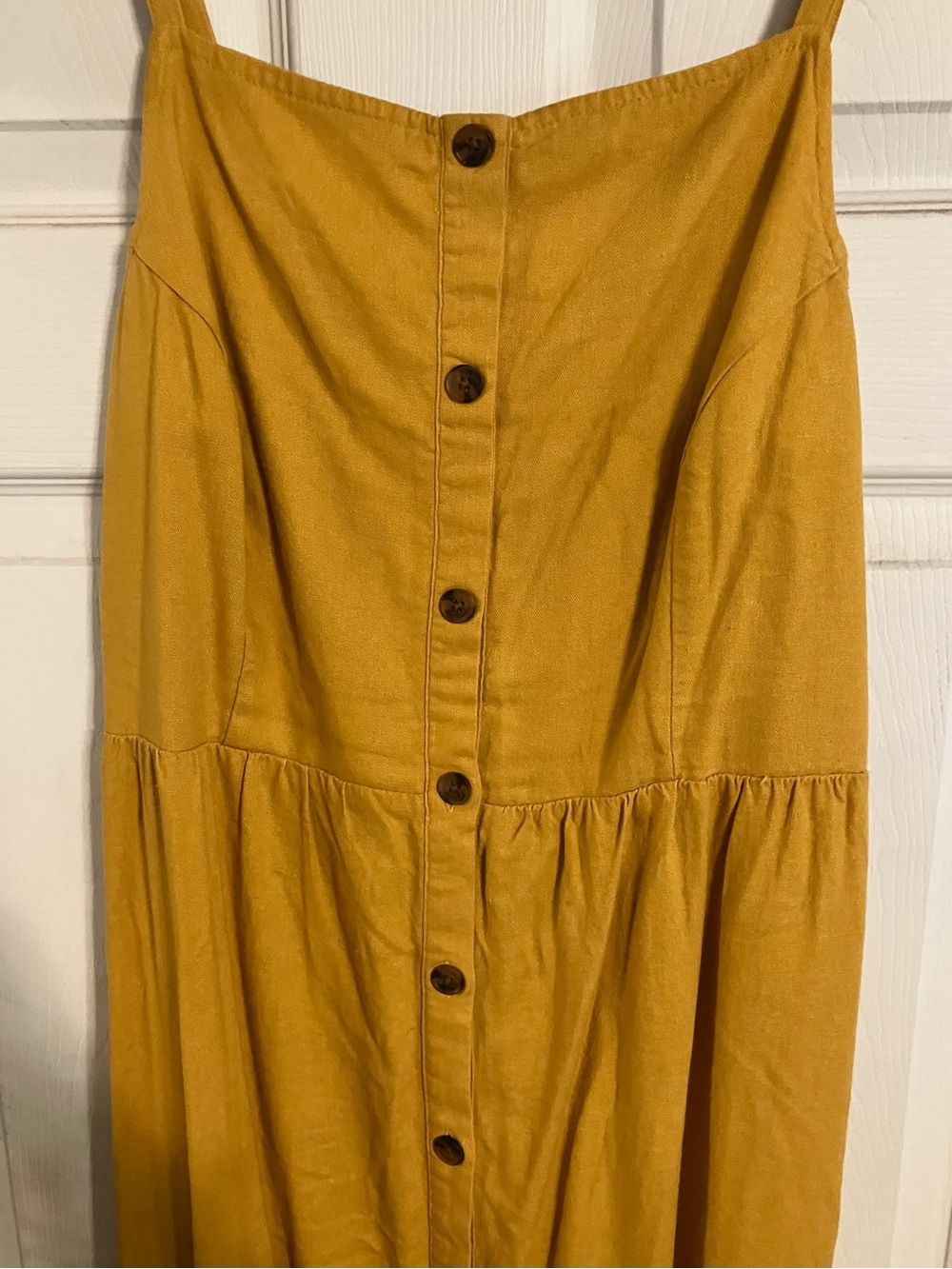 Old Navy Button Front Smocked Back Boho Sundress Mustard Yellow Size L - Picture 3 of 6